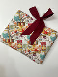 Large Red Sewer’s Delight Book Sleeve with dark red lining and ties